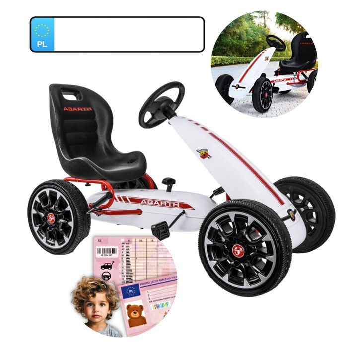 gokart abarth na pedały duże miekkie koła pa0167
