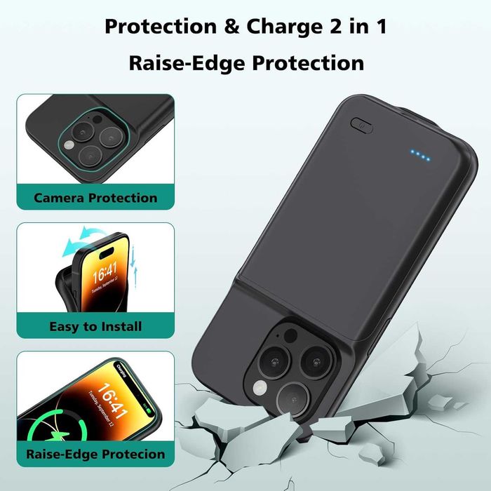 BOANV etui z baterią do iPhone 14 Pro powerbank 6800mAh powercase