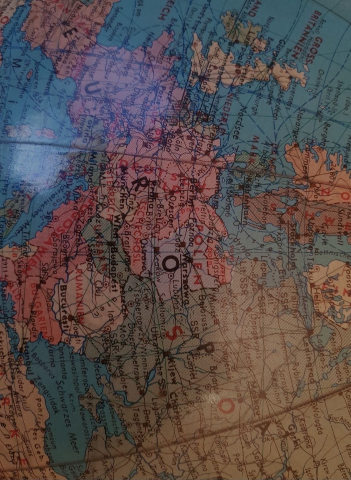 Unikatowy olbrzymie GLOBUS w mosieznej ramie. OBWÓD KULI - 198 cm