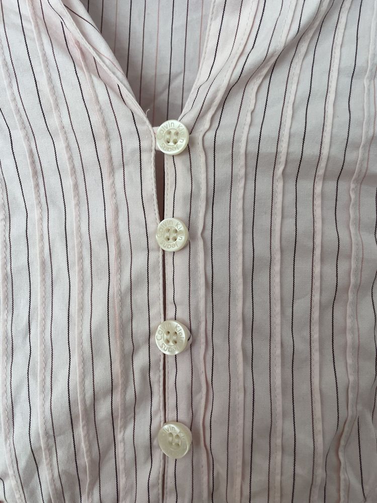 Koszula Calvin Klein Jeans L logowana paski pudrowy róż elegancka