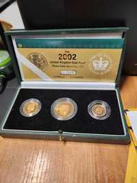 3 złote monety 2002 United Kingdom Gold Proof