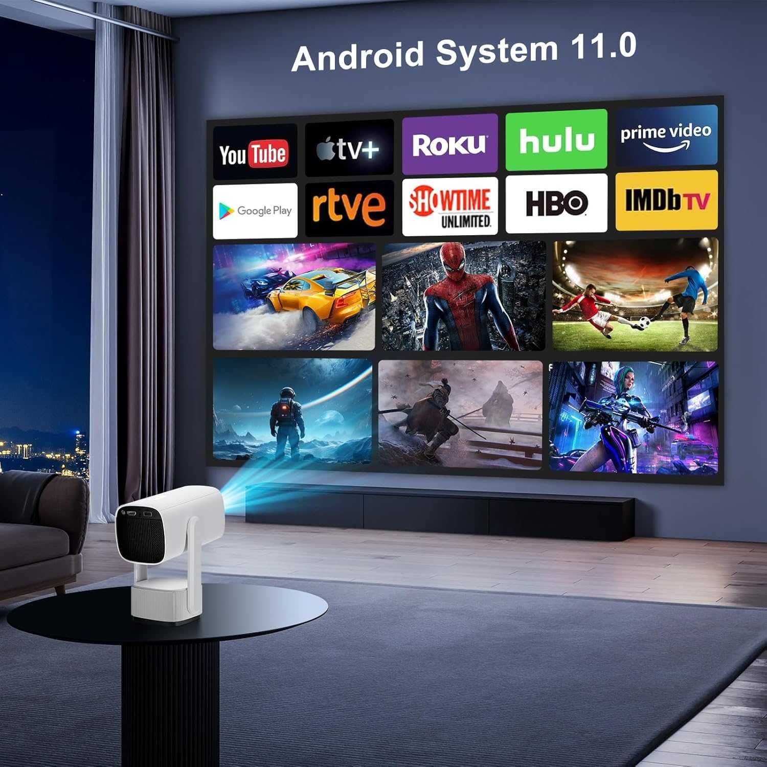 Eroshoo K2 przenośny projektor z Android TV 11.0