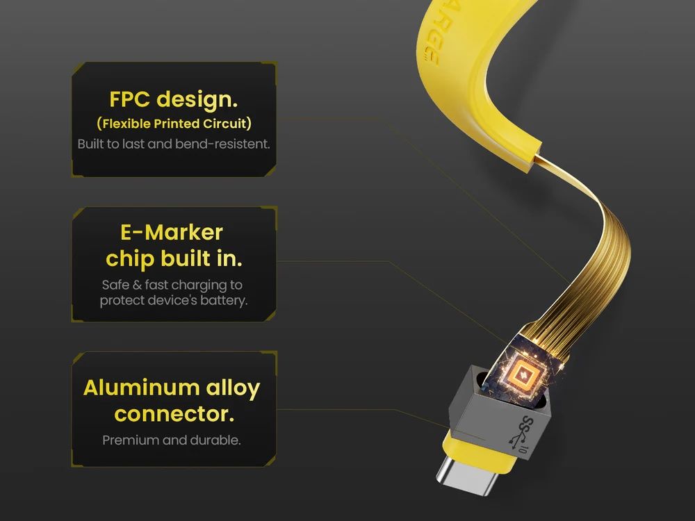 Sharge Flashadow Cable data transfer 10Gbps 100w 3.1 usb кабель
