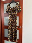 Nowa czarna sukienka w cytryny lato insta kawaii japan vintage