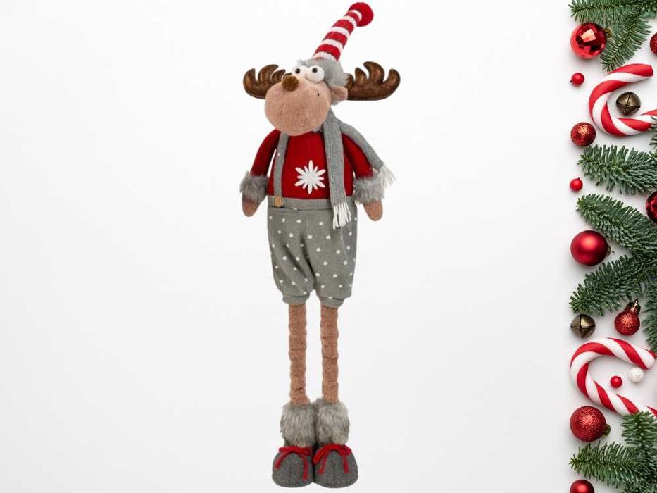 Dekoracja Figurka Renifer Świąteczny Teleskopowe Nogi Regulowany 90cm