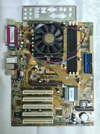 Płyta główna Asus K8N socket 754 ddr, agp+procesor+chłodzenie retro pc