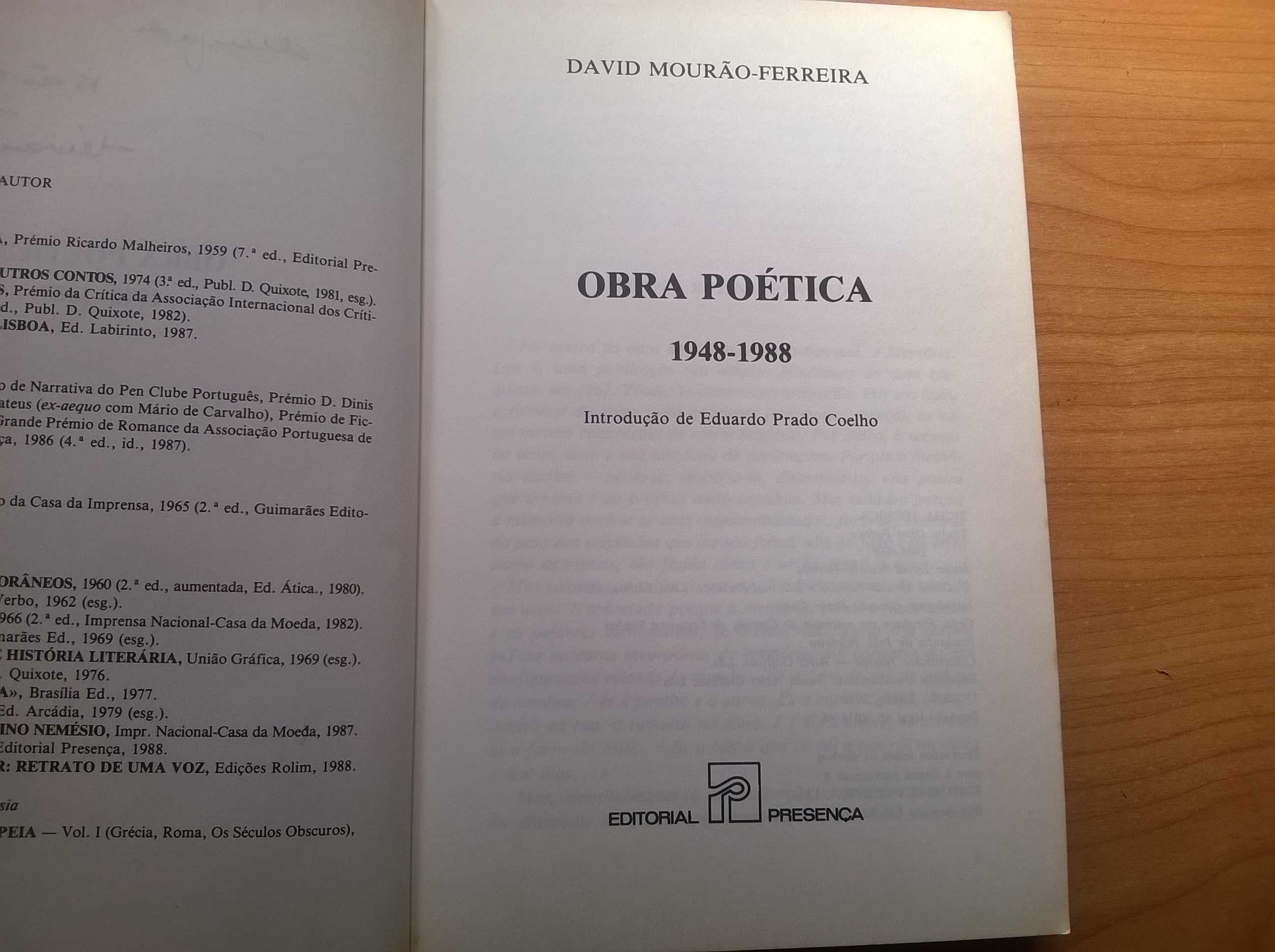 Obra Poética (1948/1988, 1.ª edição) - David Mourão Ferreira