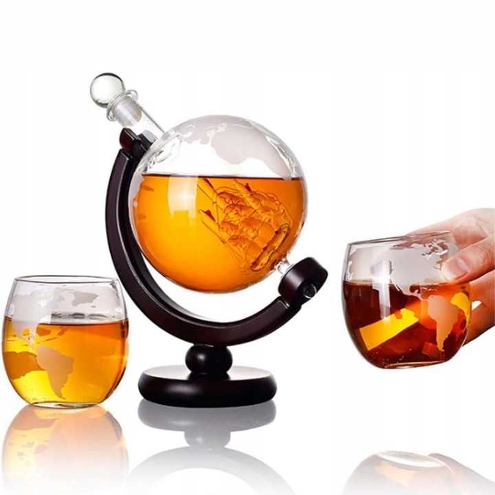 Zestaw do Whisky Karafka na Alkohol GLOBUS Szklanki Prezent dla Faceta