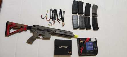 Airsoft réplica ICS Par MK3, baterias, carregador DragonPro e mags