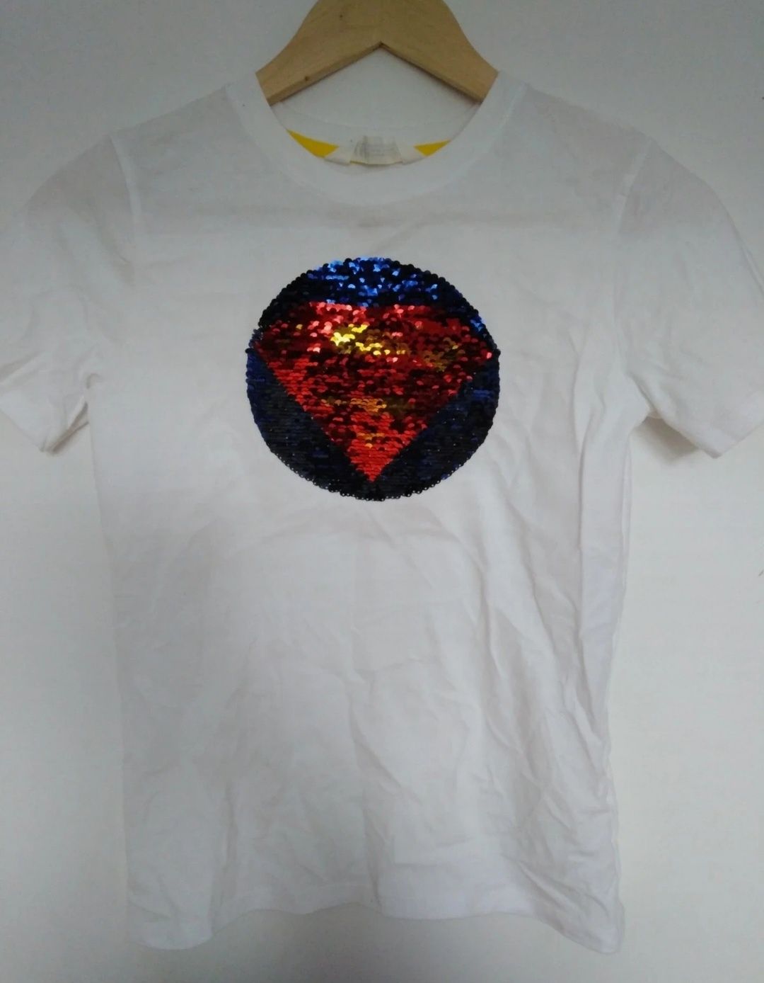 Podkoszulek tshirt h&M cekiny odwracane batman superman 134/140