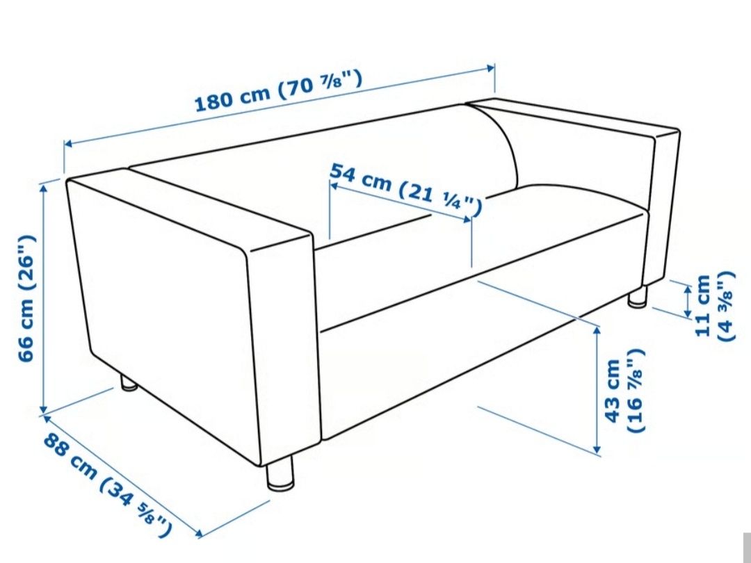 IKEA KLIPPAN sofa 2-osobowa, nierozkładana 180 cm szer. USTANÓW