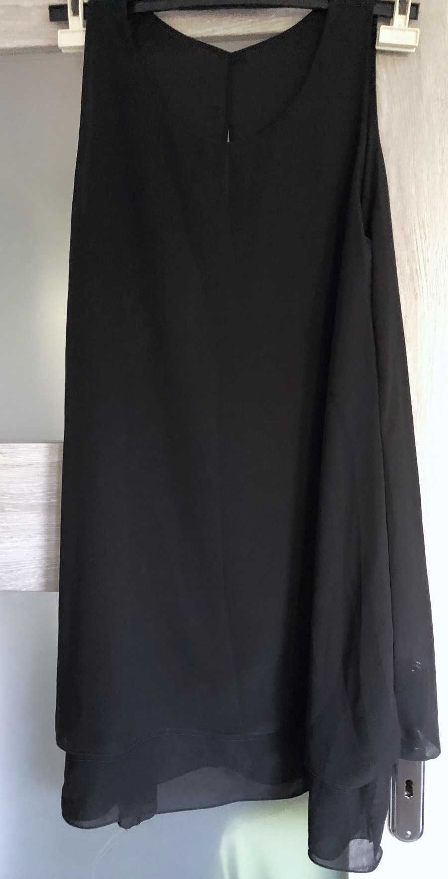 Prześliczna, zwiewna "mała czarna" na wieczorne wyjścia, L/XL