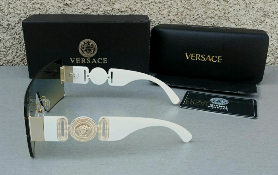 Versace очки маска женские сине бежевый градиент дужки белые