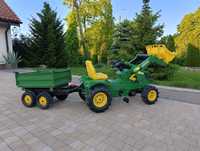 John Deere traktor z przyczepą na oedały dla dzieci
