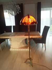 Lampa witrażowa "Tiffany",stojąca,salonowa,mosiężna noga