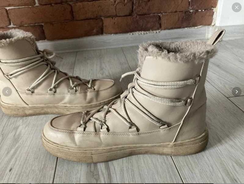 Skórzane buty zimowe, śniegowce, roz. 42/43