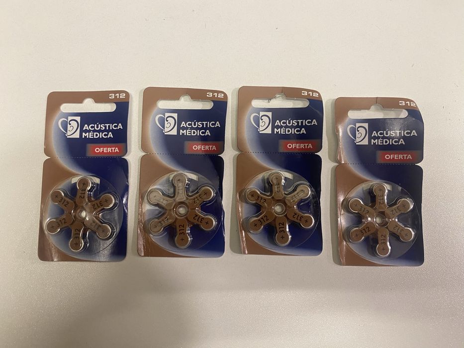 Pilhas para aparelhos auditivos novas