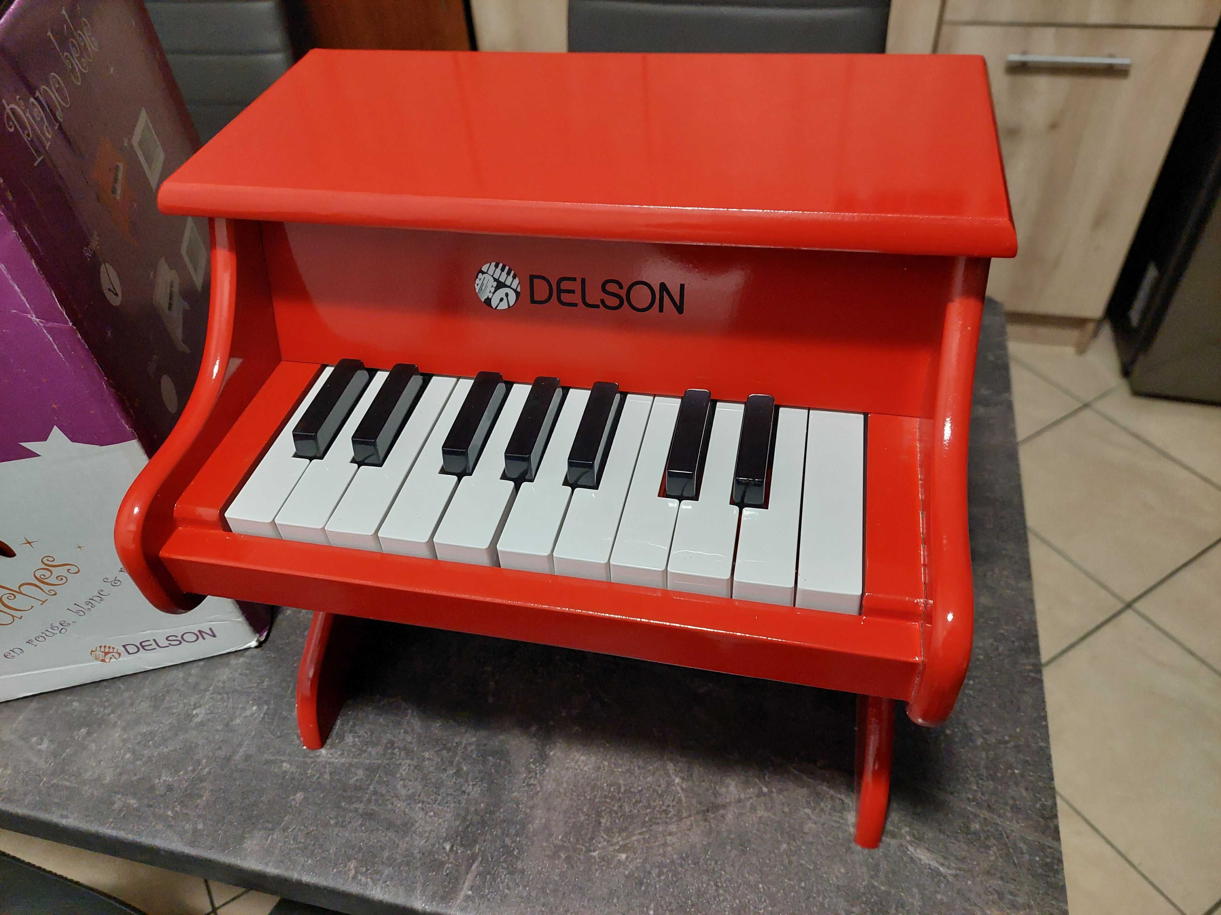 Drewniane pianino dla dzieci Delson 1822R 18 klawiszy czerwone