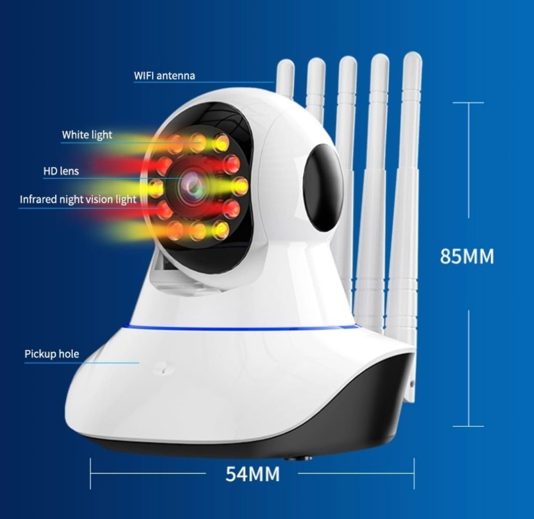 Câmera interior com 5 antenas WiFi 12LED infravermelhos visão noturna