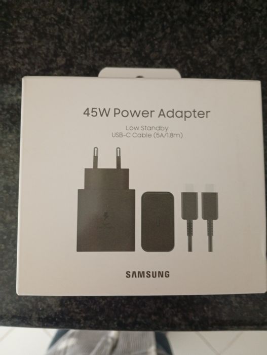 Samsung carregador 45w + cabo usb-c, artigo novo!
