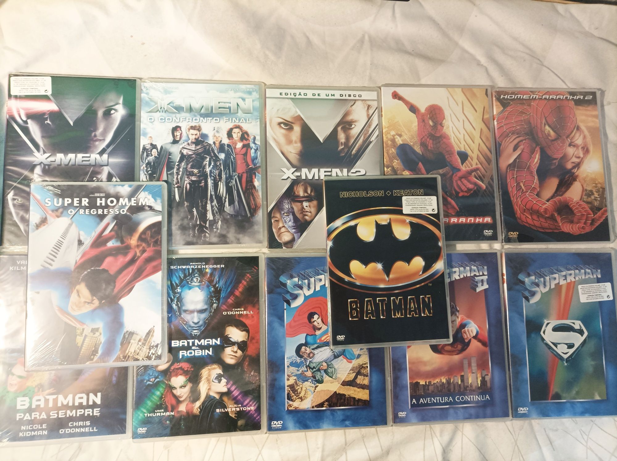 DVD's Superman; Homem Aranha; X-Men e Batman