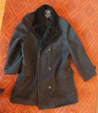Ciepły damski czarny płaszcz krótki płaszczyk jesienny zimowy 42 44 XL