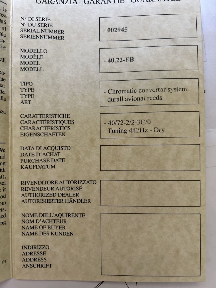 Akordeon guzikowy fisitalia 40.22 FB