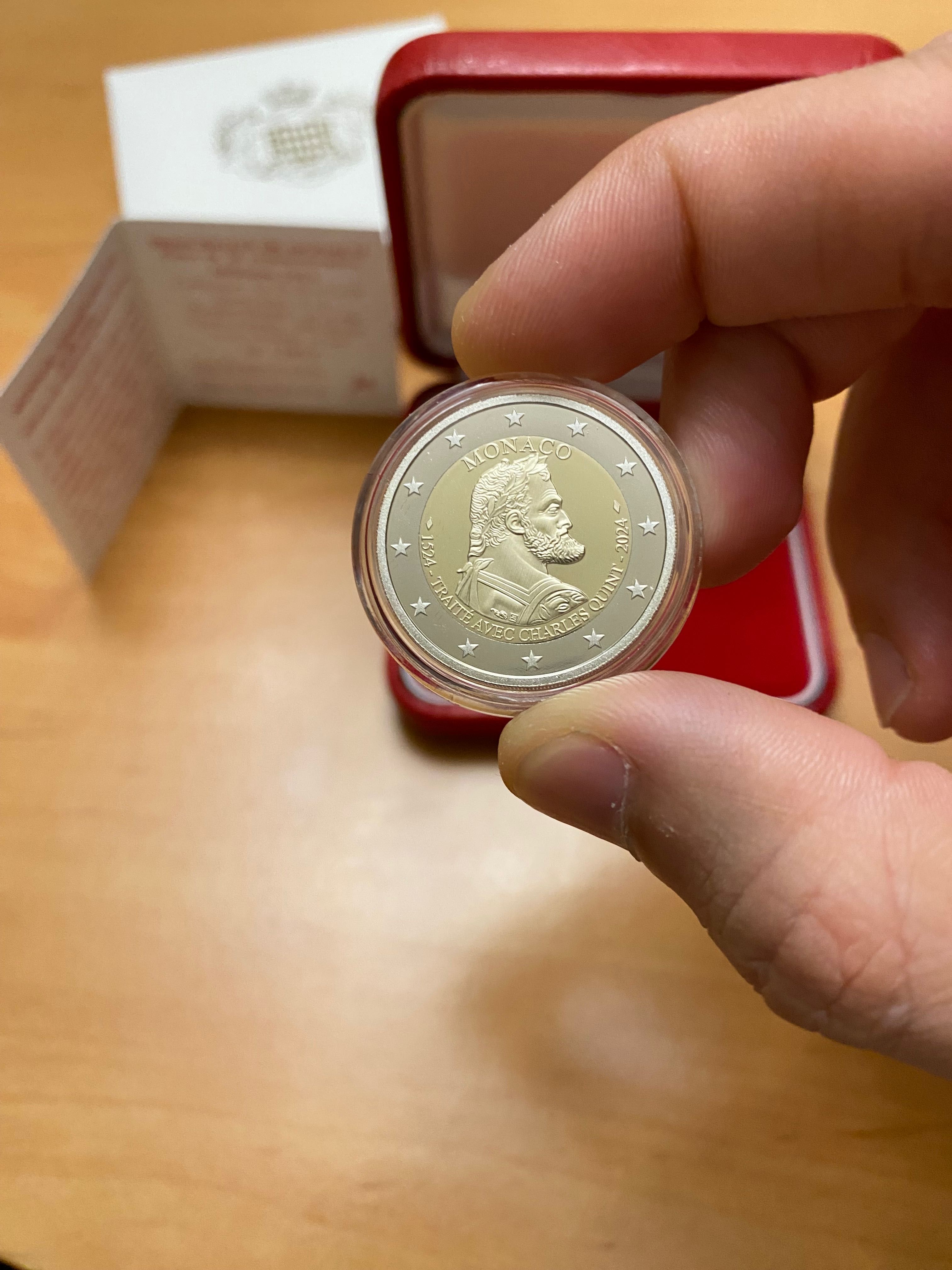 Moeda 2€ comemorativa Mónaco 2024 Tratado Carlos V