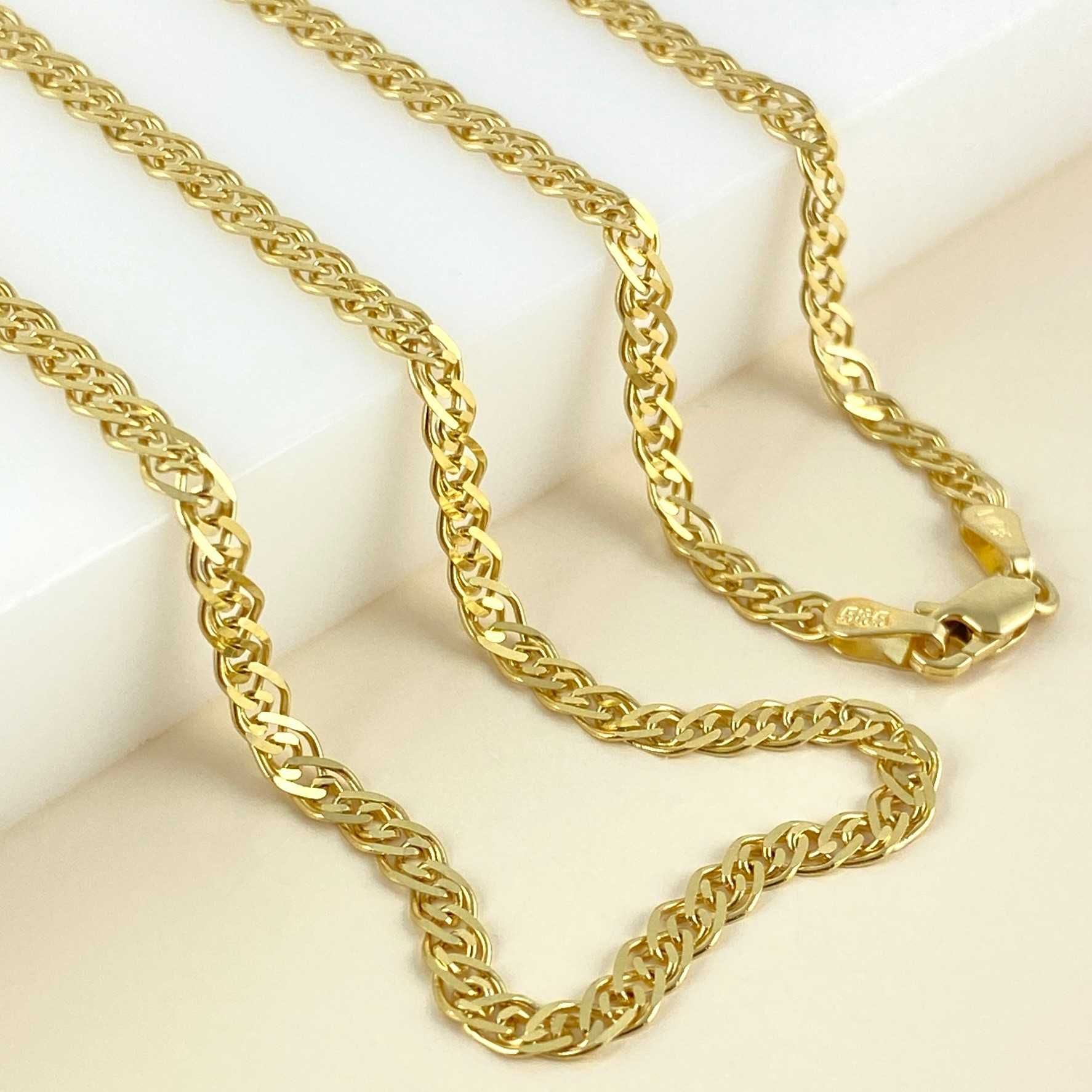 ZŁOTY łańcuszek splot "MONA LISA" pełna 3 mm PR. 585 (14K) dł. 50 cm