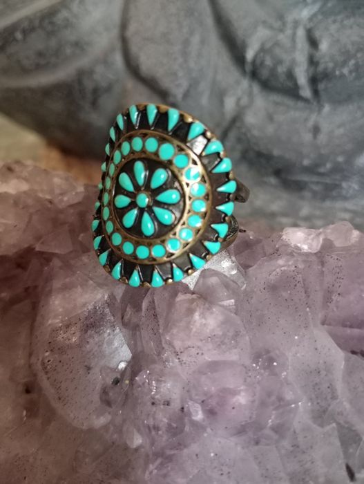 Каблучка, натуральна бирюза, Туніс, 16 розмір