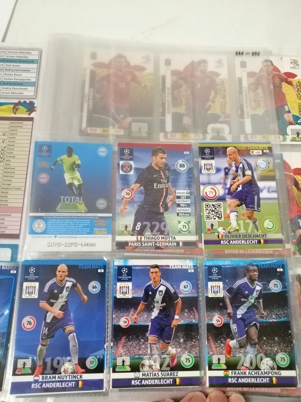 Sprzedam karty piłkarskie PANINI UEFA Champions League różne 24 sztuki