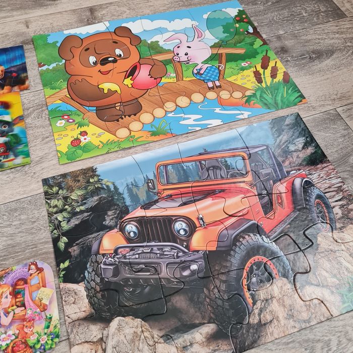 Пазлы Щенячий Патруль, Винни Пух, Машенька, машина.