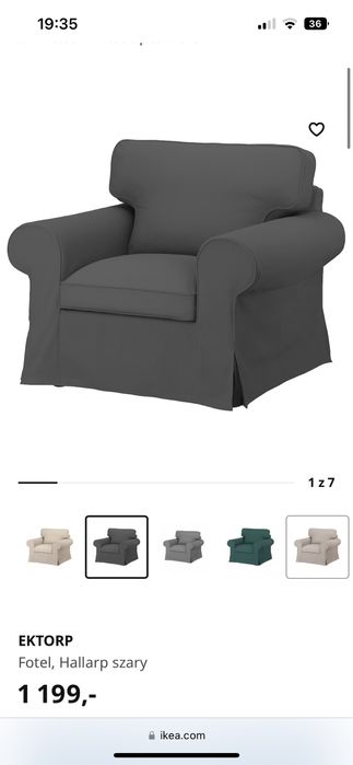 Fotele Ektorp Ikea szary siwy 2 sztuki
