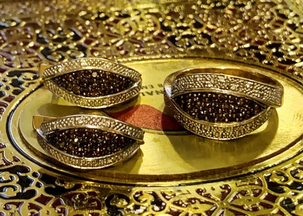 Золотые серёжки и золотое кольцо 585 проба