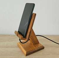 Stojak podstawka uchwyt na telefon tablet drewno dębowa solidna Olej K