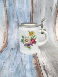 Porcelanowy Kufel WMF - z motywem kwiatowym - vintage -design -