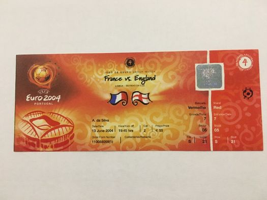 Bilhete Euro 2004 (França-Inglaterra)