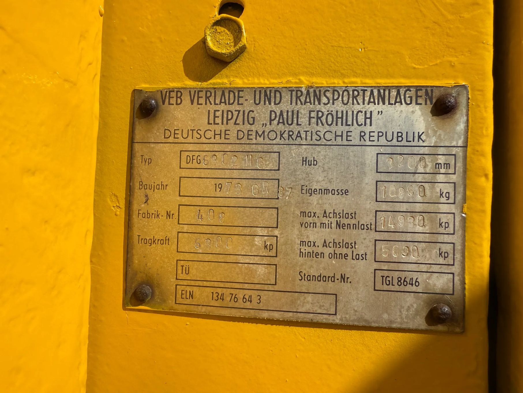 Wózek widłowy Paul Frohlich udźwig 6300kg rok 1973 Faktura VAT 23%