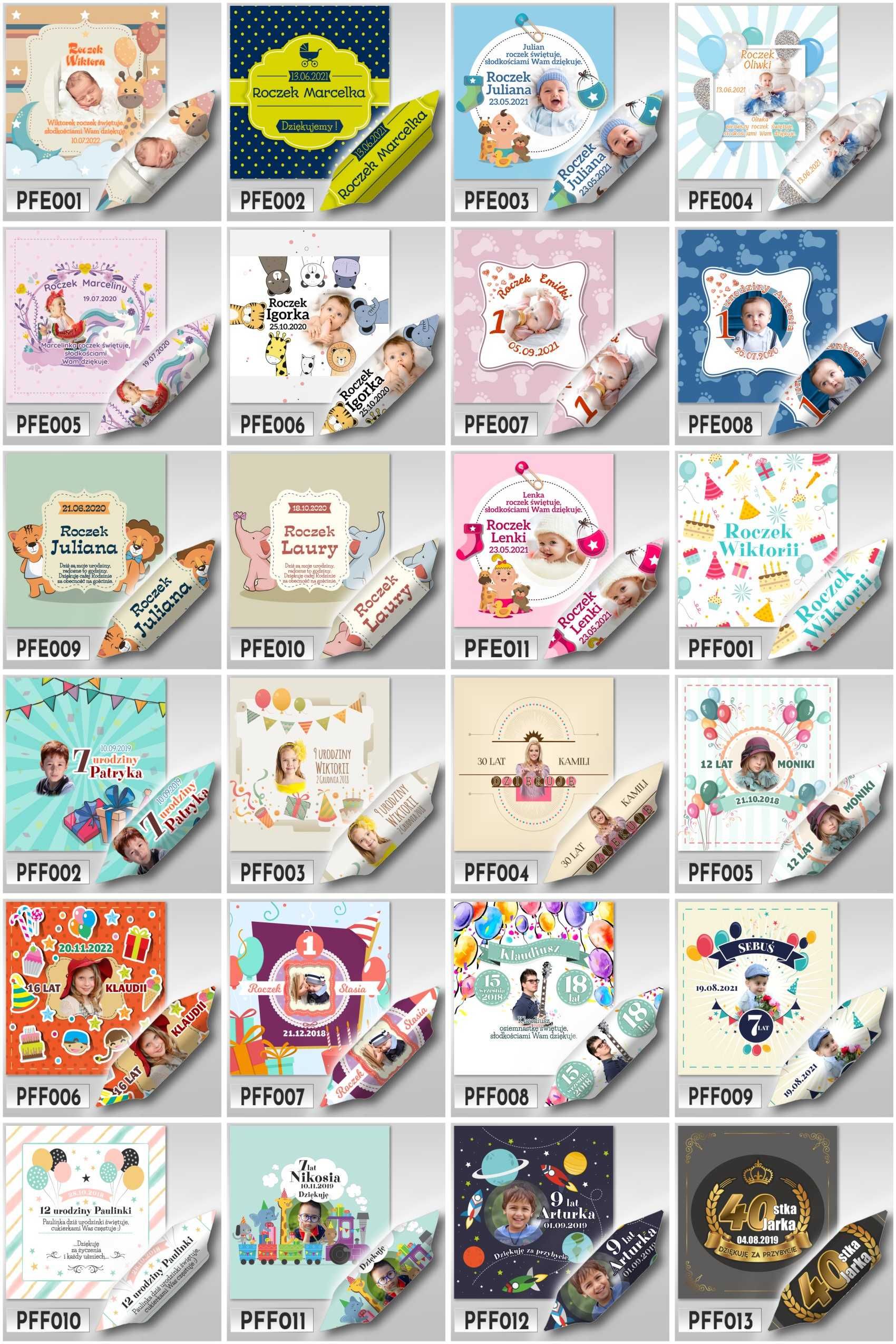 Krówki personalizowane na Chrzest Roczek Baby Shower 120szt