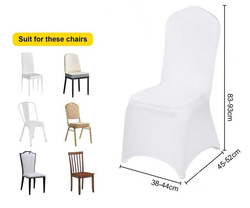 Pokrowiec na krzesło pokrowce uniwersalne białe wielorazowe G-489