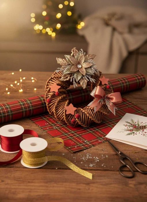 Świąteczny wieniec handmade – magia świąt, eleganckie ozdoby, eko-łoza