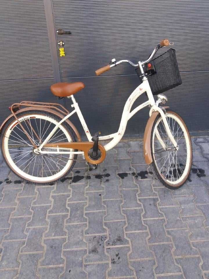 rower damski damka kolarzówka górski retro 26 cali miejski koszyk nowy