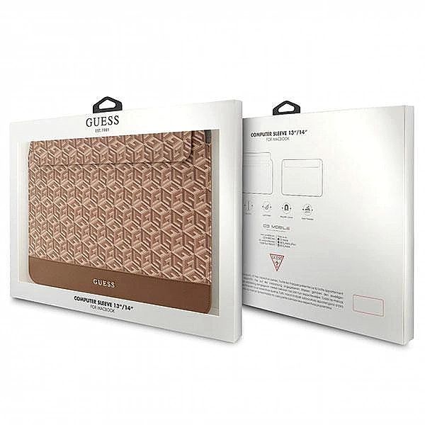 Pokrowiec Guess GCube Stripes na laptopa 14" - brązowy