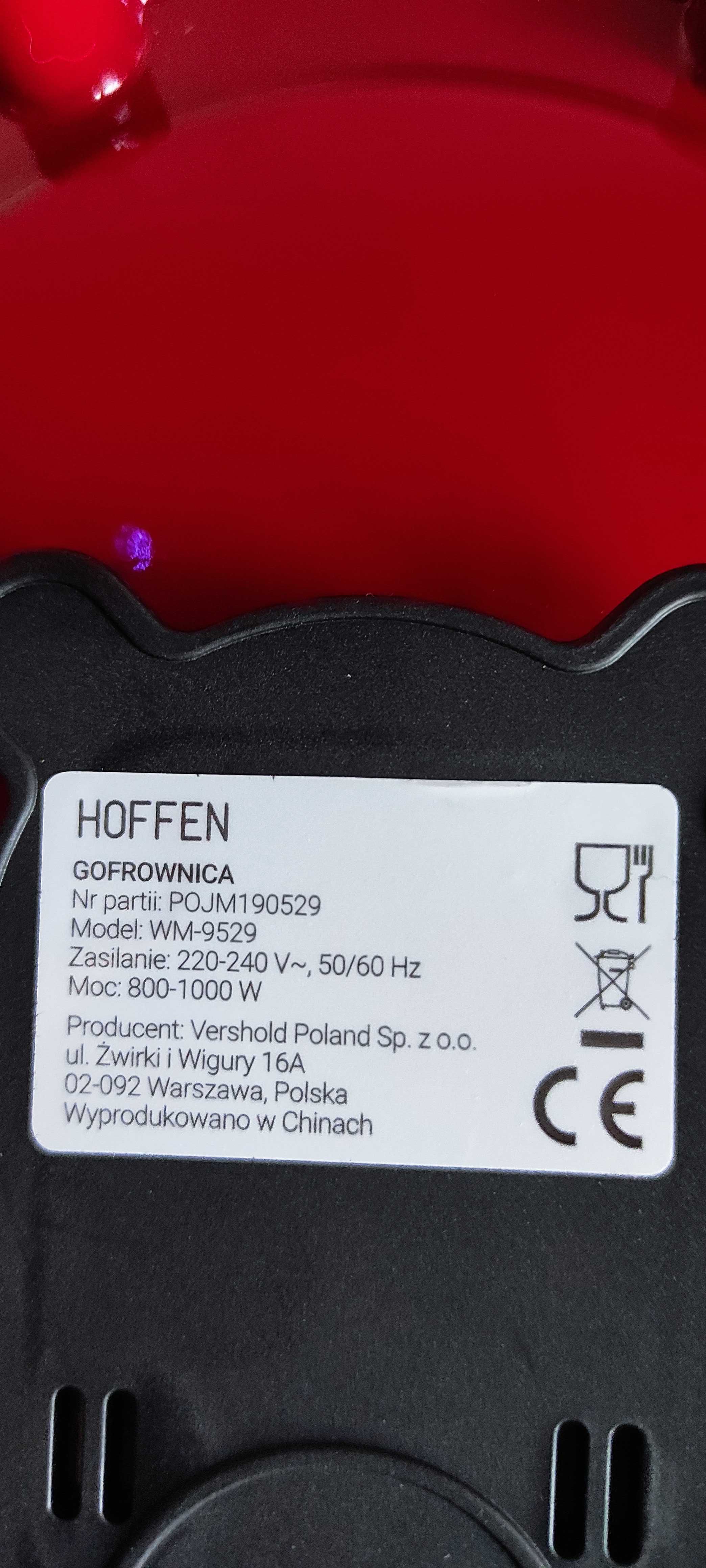 Gofrownica HOFFEN WM-9529 moc 1000 W