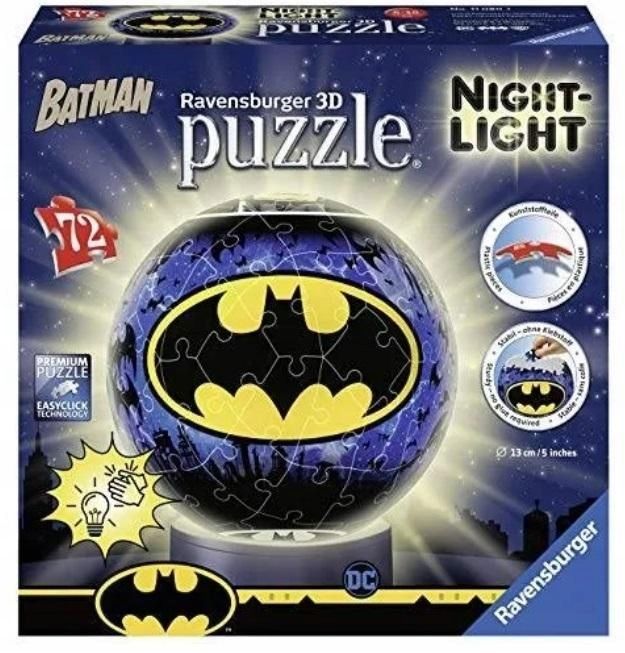 Puzzle 3d 72 Świecąca Kula: Batman, Ravensburger