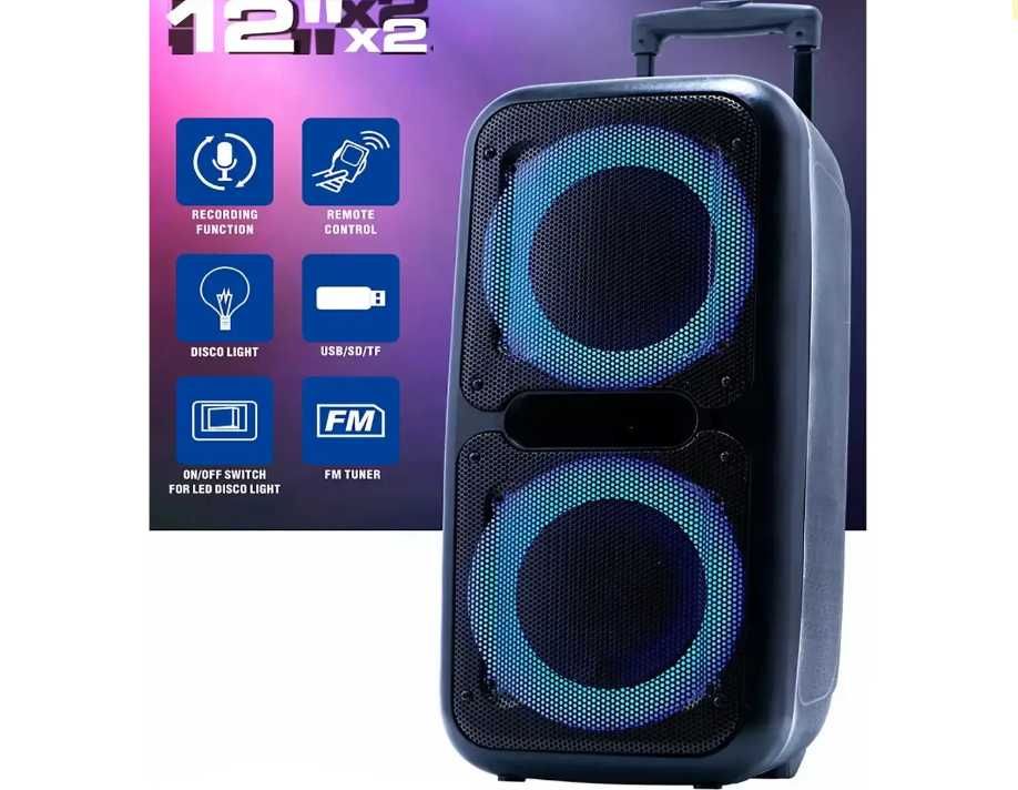 Мощная Bluetooth колонка ZXX-7575 2×12" с микрофонами и TWS Акустика.