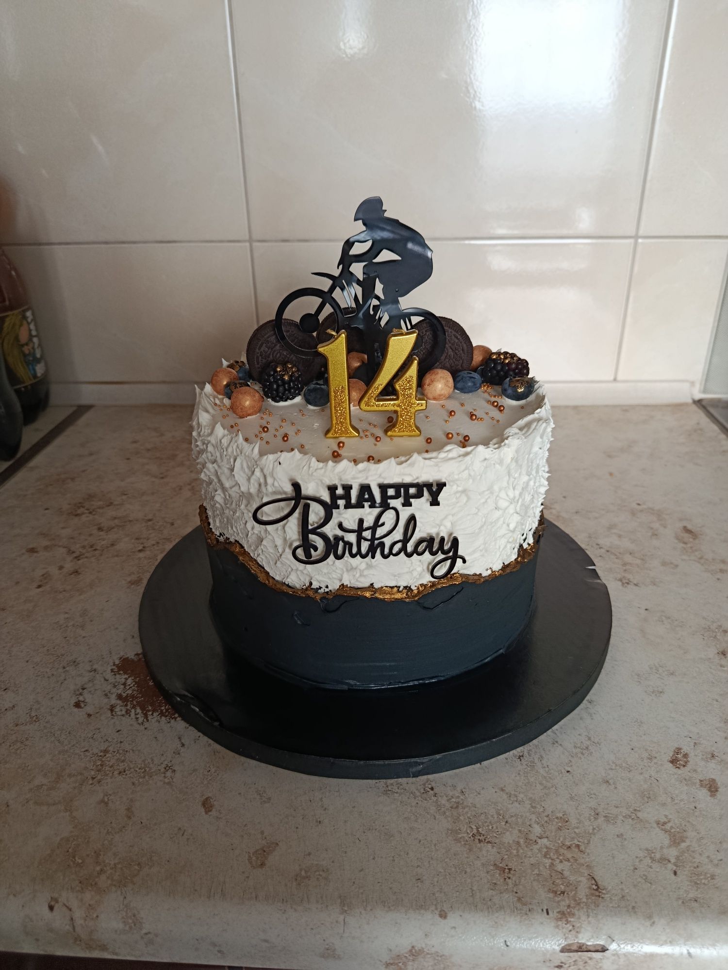 Toper na tort rower + napis