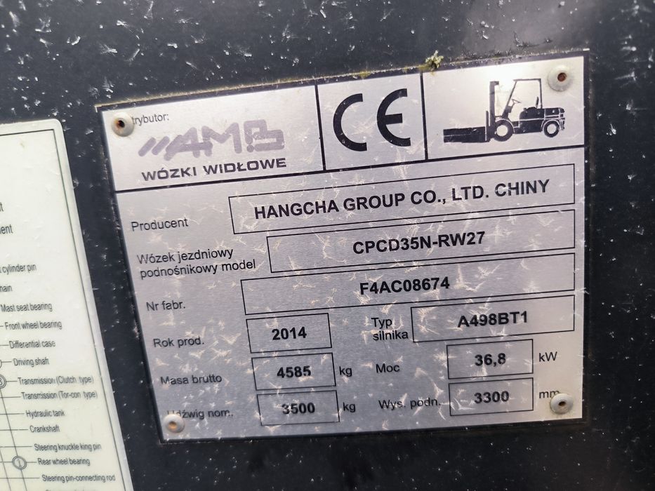 Wózek widłowy 3.5 t CPCD35N-RW27