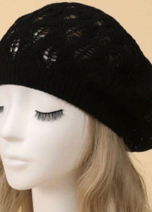 Beret damski ażurowy