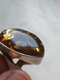 pierścionek srebro próby 925 z bursztynem 3 2cm